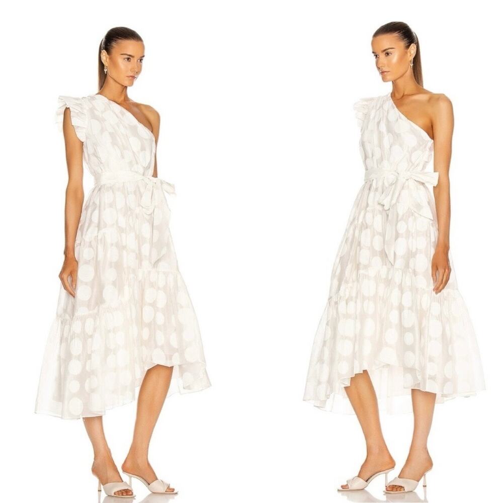 Ulla Johnson Ariane Dress Off White Polka Dot Silk Midi Bridal LWD Party Size 2 - Picture 2 of 16